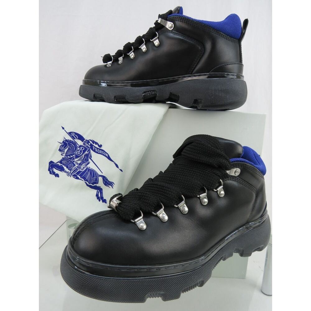 NIB BURBERRY TREK BLACK LEATHER LACE UP HIKING BOOTS US 11 44 ITALY - Picture 5 of 16
